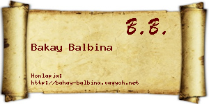 Bakay Balbina névjegykártya